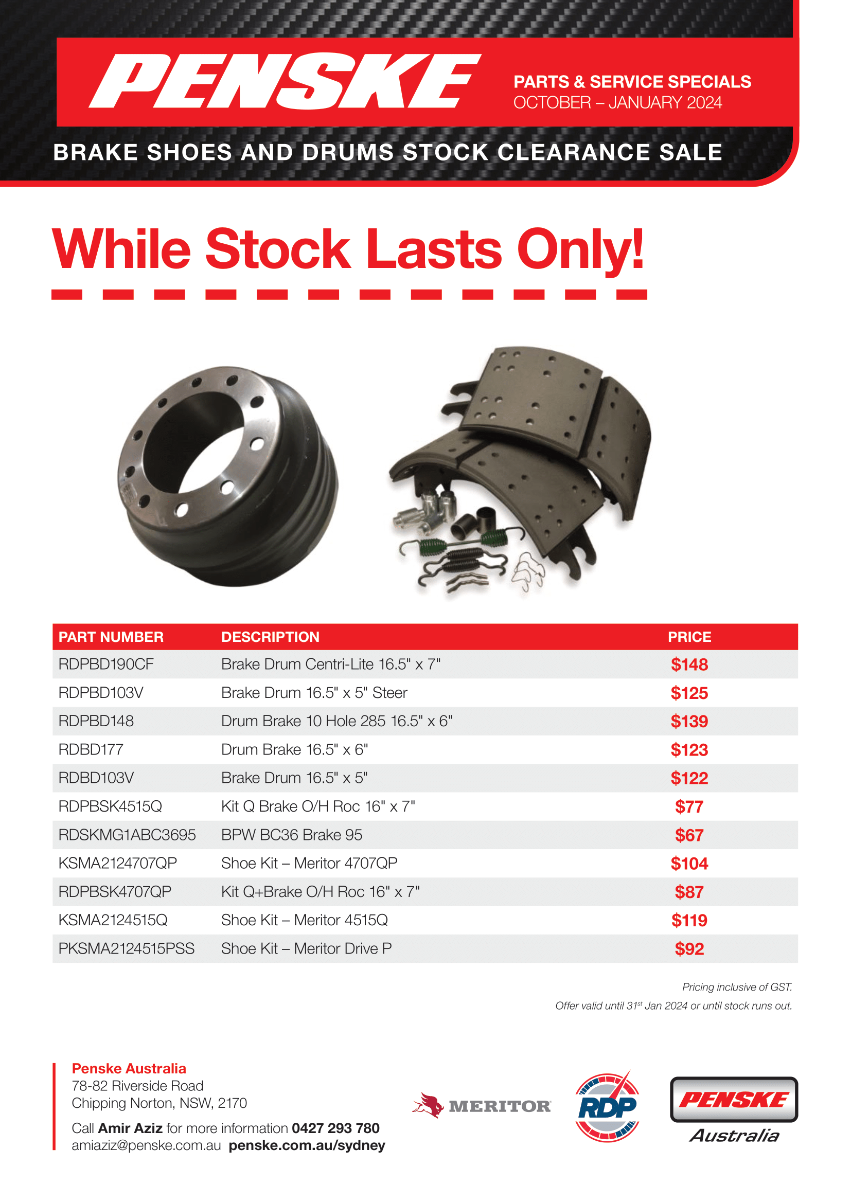 Brake Shoes and Drums Stock Clearance Sale
